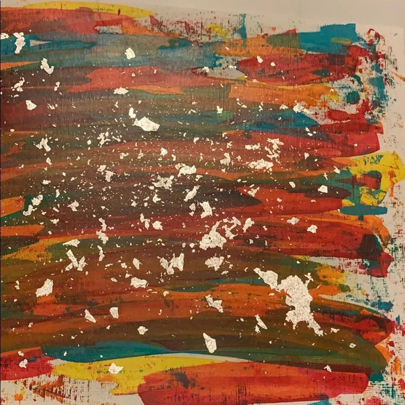 Red, olive, teal, yellow & orange ORIGINAL 9x12 - Picture 3 of 6